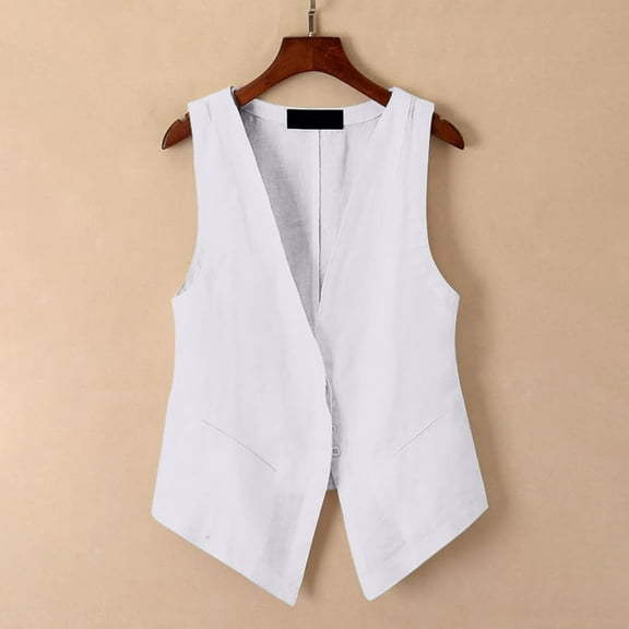 SNKSDGM Female Tank Tops for Women Trendy Summer High Neck Tank Tops for Women Womens Linen Vest Tops Sleeveless Spring Summer Vest Coat Top Xxxxl