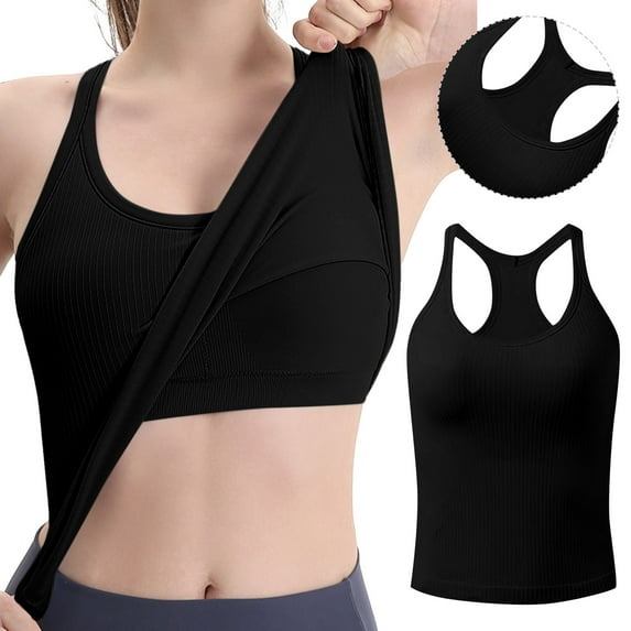 SNKSDGM Female White Tank Top Woman with Built in Bra Xs Womens Tank Tops Loose fit Ribbed Workout Short Racerback Tank Tops for Women with Built in Bra L