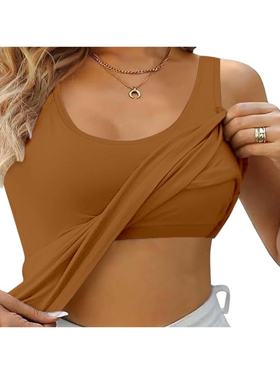 Female Women Tank Tops Athletic Tank Top for Women with Built in Bra Lace Womens Tank Tops with Built in Bras 2025 Summer Casual Crew Neck Sleeveless Camisole Padded Workout Tops L