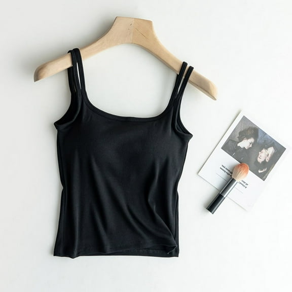 SNKSDGM Female Women Tank Tops Plus Size Long Women's Tank Tops Loose fit Athletic Women Spring and Summer Outerwear with Integrated Threaded Shoulder Sling with Chest Pads and Vest Xl