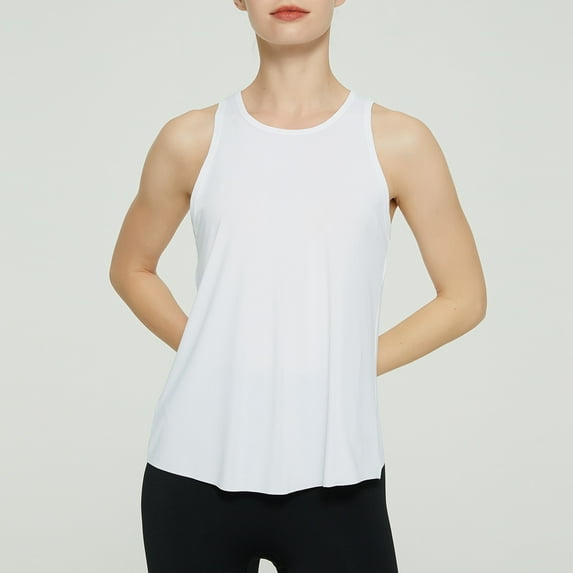 SNKSDGM Female Women's Tank Tops 3X Tank Top for Women Loose fit Sleeveless Racerback Women's Sports Running Tailcoat Back Fitness Top Split Loose Yoga Cover Up Summer L