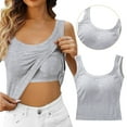 thumbnail image 1 of SNKSDGM Female Women's Tank Tops 3Xl Ribbed Tank Tops for Women Cropped Built in Bra Shelf Bra Camisoles Adjustable Spaghetti Strap Tank Tops Basic Layer M, 1 of 8