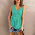 thumbnail image 1 of SNKSDGM Female Women's Tank Tops Plus Size Cotton Tank Top for Women Loose fit Crop Women Sleeveless Neck Button down Solid Color Tunic Blouse Peplum Tank Tops L, 1 of 5