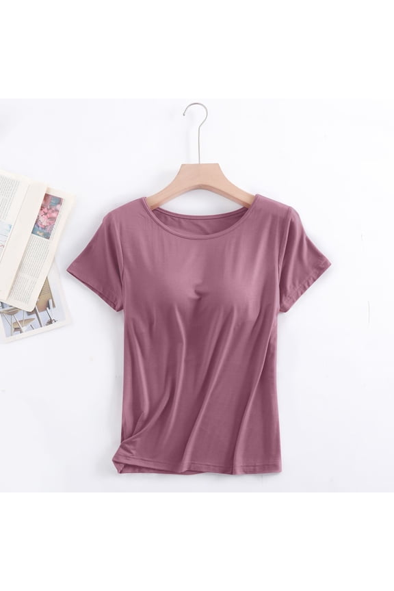 Female Womens Ribbed Tank Top White Ribbed Tank Tops for Women Crop Short Sleeved T Shirt with Chest Pad Bra Cup Semi Sleeve Vest Pajamas Xxxxl