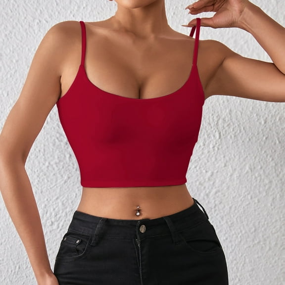 SNKSDGM Female Womens Tank Tops with Built in Bra Set Tank Tops for Women Hit Product Spring and Summer Sexy Crop Strap Back Heart Inner Wear for Women Outerwear Top Xs
