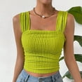 thumbnail image 1 of SNKSDGM Female Womens Tank Tops Loose fit Summer Tank Tops for Women Plus Size Women's Solid Color Fashionable Sleeveless Open Navel Square Neck Shoulder Strap Vest Top S, 1 of 8