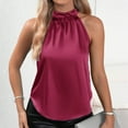 thumbnail image 1 of SNKSDGM Female Womens Tank Tops Plus Size Cotton Seamless Tank Tops for Women Red Women Silk Satin Casual Sleeveless Neck Tank Top Summer Curved Hem Lightweight Dressy Blouses Shirt M, 1 of 5