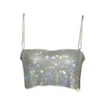 thumbnail image 1 of SNKSDGM Female Womens Tank Tops Plus Size Loose fit White Tank Top Woman with Built in Bra V Neck Women's Rhinestone Spaghetti Strap Sexy Party Top Metallic Glitter Tank for Nightclubs & Events L, 1 of 3