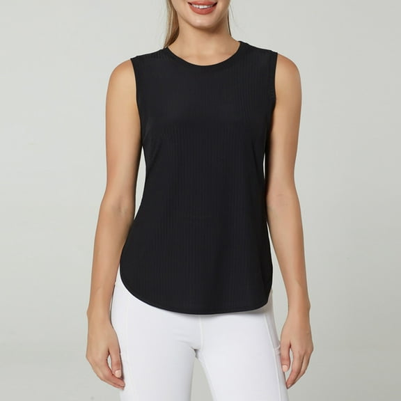 SNKSDGM Female Womens Tank Tops Plus Size Seamless Tank Tops for Women Pack Sports Vest for Women Quick Drying Breathable Sleeveless Top for Summer Loose Fitting Running Fitness and Yoga Wear L