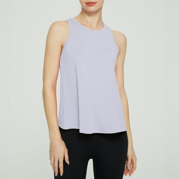 SNKSDGM Female Womens White Tank Top Cropped Tank Top for Women Loose fit Sleeveless Racerback Women's Sports Running Tailcoat Back Fitness Top Split Loose Yoga Cover Up Summer L