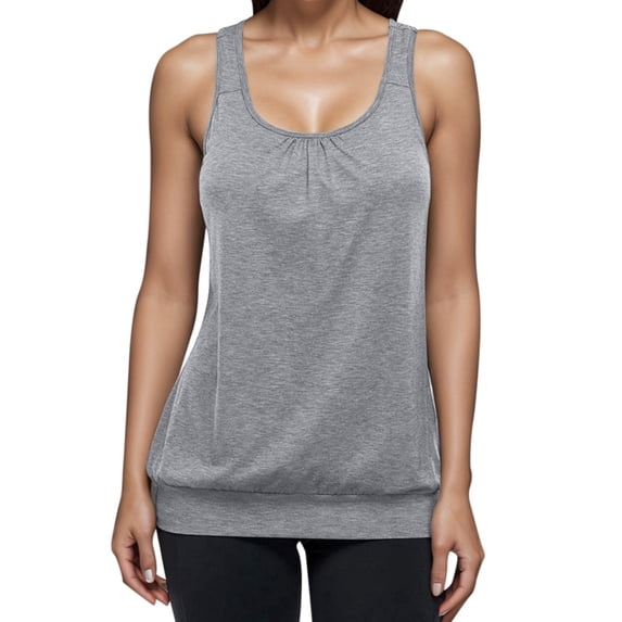 SNKSDGM Female Womens White Tank Top Loose Tank Top for Women Plus Size 2X Womens Racerback Tank Tops Workout Gym Exercise Athletic Yoga Tops Fitness Loose Sleeveless Shirts Vests Xxl