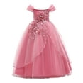 thumbnail image 1 of SNKSDGM Flower Girl Dress Kids Dress Princess Dress Line Shoulder Girl Performance Dress Long Pommel Dress Party 4-5 Years Red Dress for Girls Long Sleeve Size 10, 1 of 9
