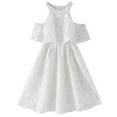thumbnail image 1 of SNKSDGM Flower Girl Dresses for Wedding Kids Children Girls Summer Sleeveless Lace Neck Sleeveless Princess Dress White Dress 7-8 Years Girls Dresses Size 14-16 Long Sleeve, 1 of 9