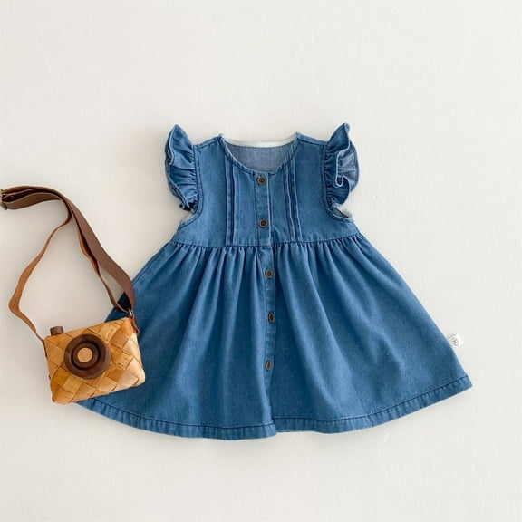 SNKSDGM Fourth of July Dresses for Teens Girls 12-14 Girl Dress Girls Dresses: Soft and Stylish Short Sleeve Denim Dress for Kids for Everyday Play and Outings Ideal for Spring and Summer Adventures