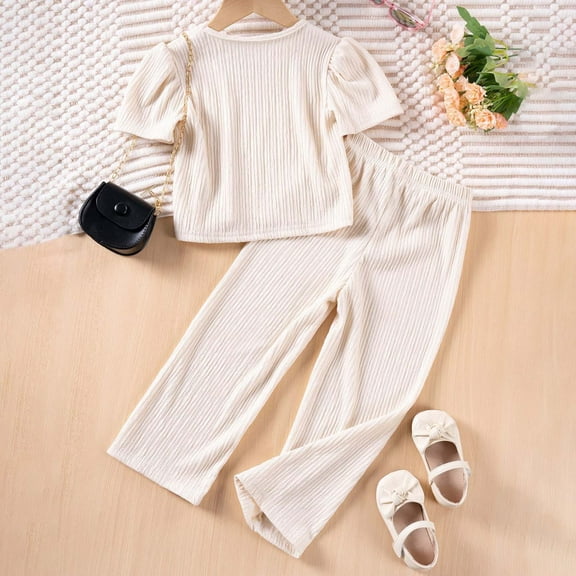 SNKSDGM Fourth of July Girls Short Sets Size 6 Girls Summer Outfits 2 Piece Set Casual Knit Top and Long Pants Toddler Girls Clothing Soft Comfortable Playwear for Daily Wear Age 2 9 Years 4-5 Years
