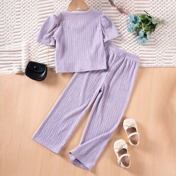 SNKSDGM Fourth of July Girls Short Sets Size 6 Girls Summer Outfits 2 Piece Set Casual Knit Top and Long Pants Toddler Girls Clothing Soft Comfortable Playwear for Daily Wear Age 2 9 Years 8-9 Years