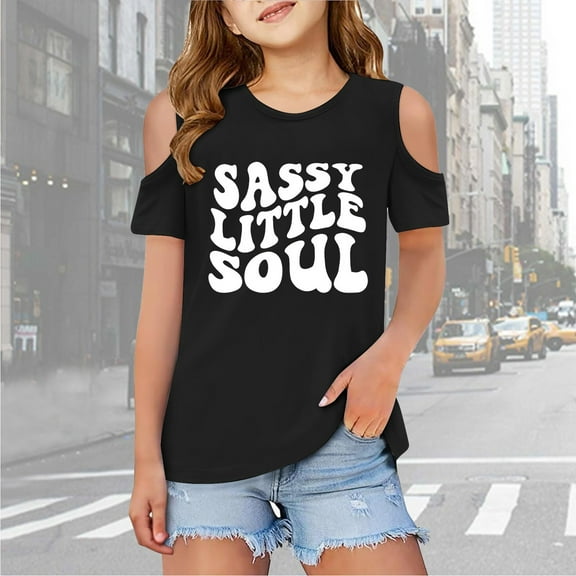 SNKSDGM Fourth of July Girls T Shirts Children Kids Girls Short Sleeve Cold Shoulder T Shirts Kids Summer Oversized Tops Casual Crewneck Basic Tees White T Shirts for Girls 10-12 7-8 Years