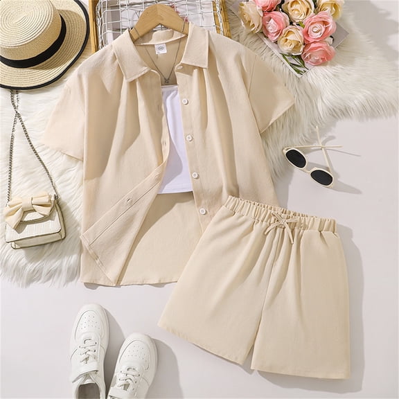SNKSDGM Fourth of July Kids Clothes Girls Size 7-8 Kids Baby Boys Clothes Button Down Lapel Collar Shirt Tops +Shorts Outfit 2Pcs Set 7-8 Years