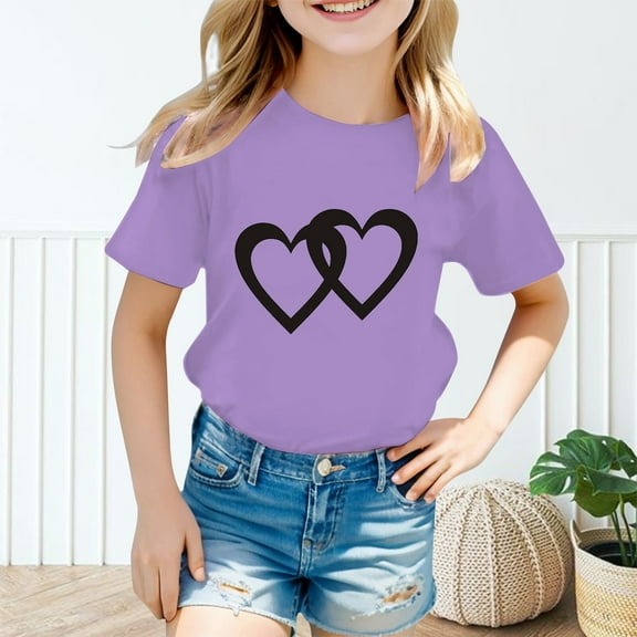 SNKSDGM Girls 5T White Shirt Girls Cute Clothes for Teen Girls Summer Kid Girls Cute Graphic Round Neck Short Sleeve Tee Summer Casual T Shirt 8-9 Years