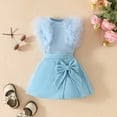 thumbnail image 1 of SNKSDGM Girls Baby Girl Clothes Toddler Outfits for Girls 2T-4T Toddler Girls Sleeveless Ribbed Tops T Shirt Bowknot Skirts Outfits Toddler Girl Easter Outfit 5T 18-24 Months, 1 of 5