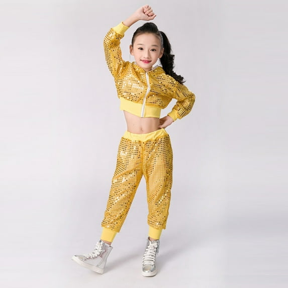 SNKSDGM Girls Baby Girl Outfits Spring Baby Girl Spring Outfits 9 Months Toddler Kids Boy Girl Clothes Sequin Glitter Party Carnival Gown Top Pants Outfits Set 10-12 Years