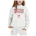thumbnail image 1 of SNKSDGM Girls Birthday Girl Outfit 1 Year Old Princess Girls Summer Outfits Size 8-10 Under 20 Children's Middle and Older Children's Long Sleeved 2025 New Year's Print Hooded Top Sweater Pants Set, 1 of 3