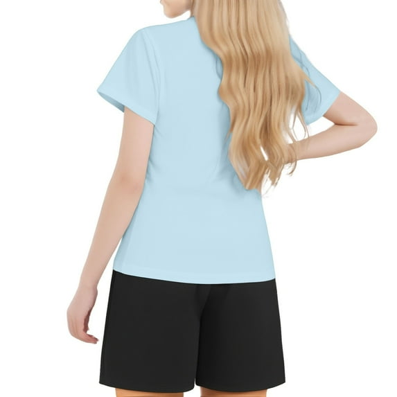 SNKSDGM Girls Birthday Girl Outfit 5 Years Old Size 6 Children's Short Sleeved Festival Series Printed Color Comfortable Round Neck T Shirt Two Piece Set (2 13 Years Old)