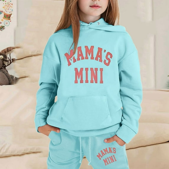 SNKSDGM Girls Birthday Girl Outfit 7 Years Old Girls Spring Outfits Size 6T Children's Fashion Casual Printed Long Sleeved Hooded Top Hoodie Pants Suit Baby Girl Easter Outfit 0-3 Months 4-5 Years