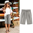 thumbnail image 1 of SNKSDGM Girls Cargo Pants 12-14 Years Old Children'sCasual Thin Outerwear Elastic Waistband Loose Five Inch Pants (3 13Y) 140, 1 of 3