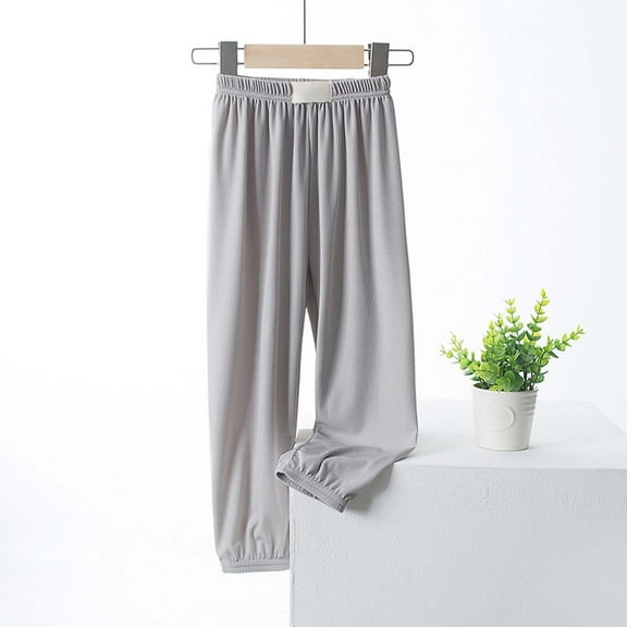 SNKSDGM Girls Cargo Pants Size 14-16 Black Girls Ice Silk Pantspants Elastic High Waisted Casual Trousers for Kids Summer Flowy Stretchy Pants 6-7 Years