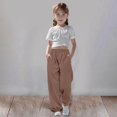 thumbnail image 1 of SNKSDGM Girls Cargo Pants Size 6 Medium and Large Children Casual Girls Solid Color Drawstring Sweatpants 7-8 Years, 1 of 5