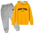 thumbnail image 1 of SNKSDGM Girls Cute Spring Outfits for Girls 10-12 Children Kids Casual Letter Printed Long Sleeve Hoodie Pullover Sweatshirt Tracksuit Jogger Sweatpants Unisex 2 Pc Sweatsuit Set, 1 of 4