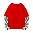 thumbnail image 1 of SNKSDGM Girls Cute Tops for Girls 12-14 Trendy Birthday Girl Shirt 6T Sweatshirt Girls Boys Kids Spring Fall Patchwork Long Sleeve Cottonblend False Two Piece Striped Top Stylish T Shirt 6-7 Years, 1 of 3
