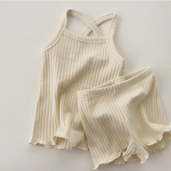 SNKSDGM Girls Easter Outfit Baby Girl 0-3 Months Spring Outfits for Girls 3-6 Months Childrens Ribbed Suspender Set Baby Home Clothing Female Baby Sleepwear Easter Outfit Girl 0-3 Months