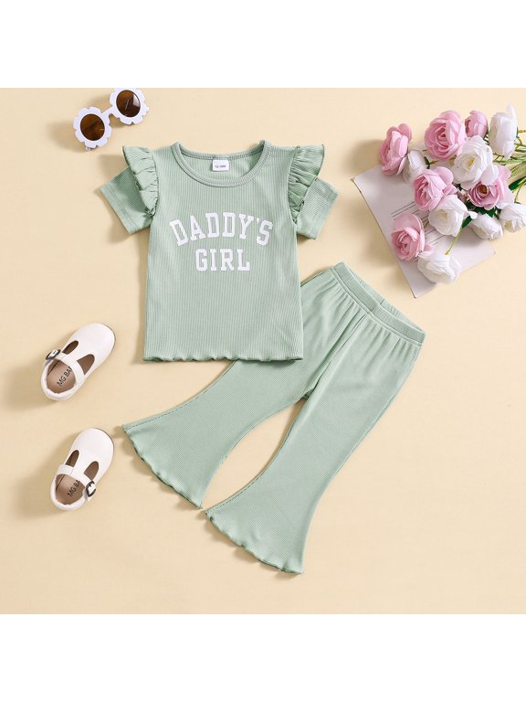 Girls Easter Outfit Toddler Girl 2T Formal Dress Girls Spring Outfits Size 7 Toddler Girls Summer Short Sleeve Prints Tops and Pants 2Pcs Outfits Clothes Set for Children Clothes 4-5 Years