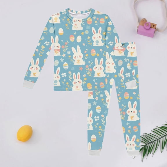 SNKSDGM Girls Easter Outfit Toddler Girl 6T Spring Easter Outfits for Girls Children's Long Sleeve Easter Printed Pajama Set with Top and Pants Loungewear Easter Outfit Baby Girl 3Y