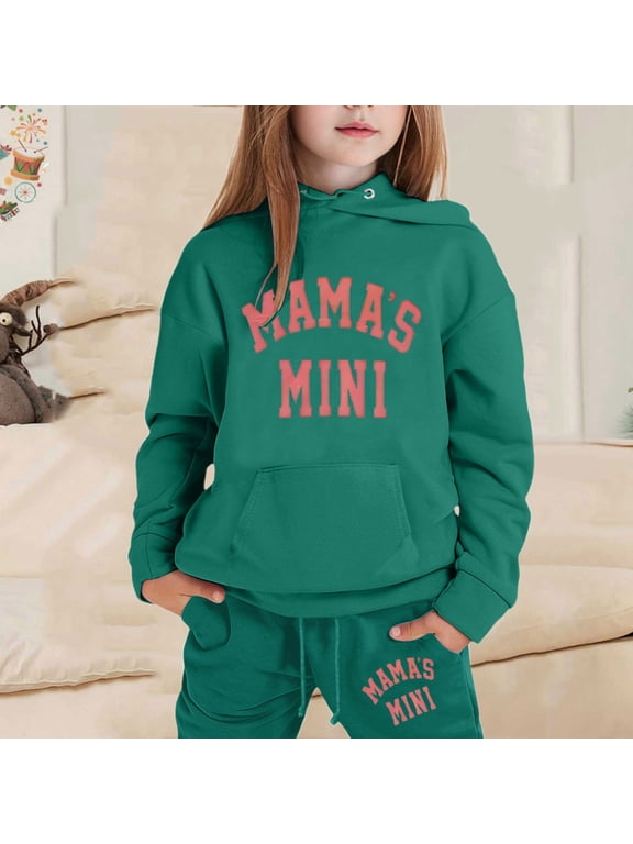Girls Easter Outfits for Girls Size 6 Girls Spring Outfits Size 6T Children's Fashion Casual Printed Long Sleeved Hooded Top Hoodie Pants Suit Easter Baby Girl Outfit Dress 3-4 Years
