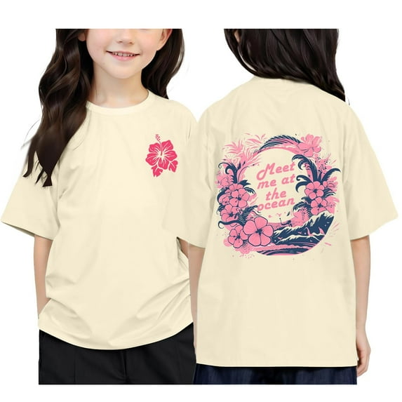 SNKSDGM Girls Girls Shirts Size 12-14 Long Sleeve Clothes for Girls 10-12 Sweatshirts Children's Printed Round Neck Short Sleeved T Shirt for Boys and Girls 6-7 Years