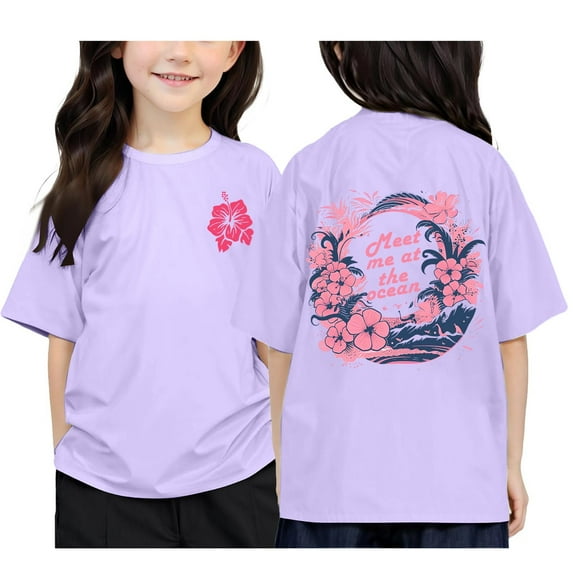 SNKSDGM Girls Girls Shirts Size 14 16 Green Clothes for Girls 10-12 Sweatshirts Children's Printed Round Neck Short Sleeved T Shirt for Boys and Girls 4-5 Years