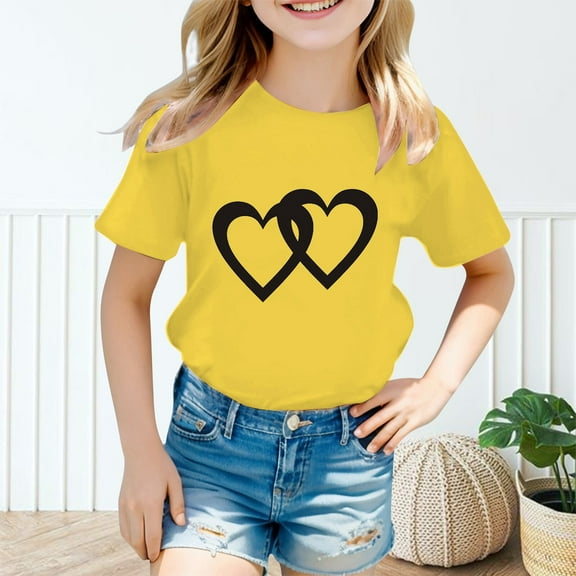 SNKSDGM Girls Girls Shirts Size 14 16 Green Cute Clothes for Teen Girls Summer Kid Girls Cute Graphic Round Neck Short Sleeve Tee Summer Casual T Shirt 5-6 Years