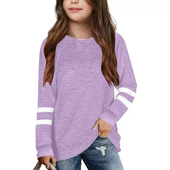 SNKSDGM Girls Girls Shirts Size 5/6 Clothes for Girls 10-12 Trendy Cute Girls Long Sleeve T Shirt Children's Crew Neck Top Girls T Shirt 4-5 Years