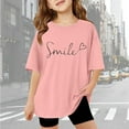 thumbnail image 1 of SNKSDGM Girls Girls Shirts Size 6-8 Baby Girl Clothes Summer 18 Months Children Kids Girls Letter Printed Short Sleeve T Shirts Kids Oversized Tops Casual Crewneck Basic Tees 13-14 Years, 1 of 5
