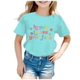 thumbnail image 1 of SNKSDGM Girls Girls Shirts Size 7-8 Girls Shirts Size 6-7 Children's Fashion Back to School Season Printed Round Neck Short Sleeve Casual T Shirt Top (5) 6-7 Years, 1 of 3