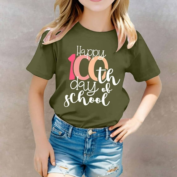 SNKSDGM Girls Girls Shirts Size 7-8 Solid Girls Shirts Size 6X Children's Printed Round Neck Short Sleeved T Shirt for Boys and Girls 12-13 Years