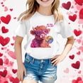 thumbnail image 1 of SNKSDGM Girls Girls Shirts Size 8 Birthday Girl Shirt 7 Years Old Black Valentine's Day Children's Short Sleeve Top Printed T Shirt Casual Shirt 8-9 Years, 1 of 3