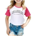 thumbnail image 1 of SNKSDGM Girls Girls Short Sleeve Tops 6-7 Girls Shirts Size 7-8 Graphic Boys and Girls Us City Print Raglan Short Sleeve T Shirt 3427 4-5 Years, 1 of 3
