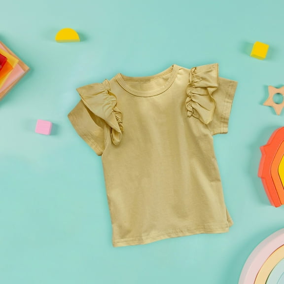 SNKSDGM Girls Girls Short Sleeve Tops Size 14-16 Red Girls White T Shirt Pack Children's Summer T Shirt Short Sleeve Round Neck Solid Color Top Casual Going Out for 1 to 7 Years 4-5 Years