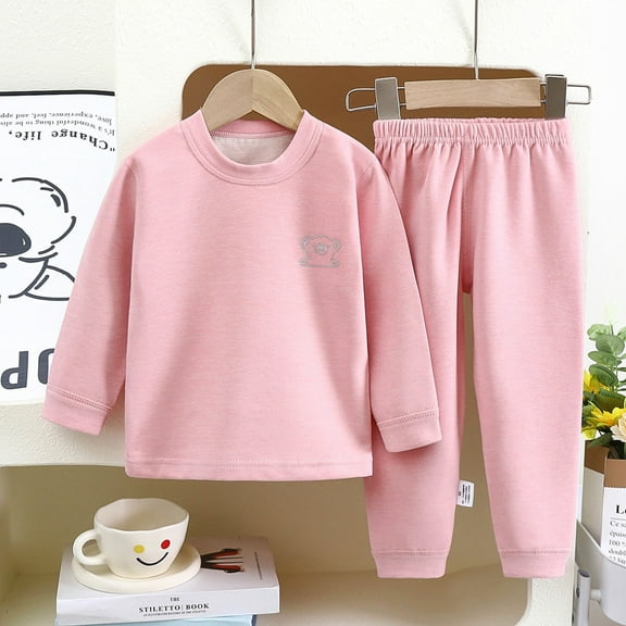 SNKSDGM Girls Girls Spring Outfits Size 8 Baby Girl Outfits Winter Thermal Underwear for Children Boys Crew Neck Trousers with Long Sleeves Spring Outfits for Girls 8-9 110