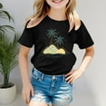 thumbnail image 1 of SNKSDGM Girls Girls White T Shirt Size 6 Summer Clothes for Teen Girls Shorts Boys Girls' Island Print Casual T Shirt Fashion Kids' Comfort Fit Top for Beach & Daily Wear 8-9 Years, 1 of 4