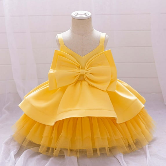 SNKSDGM Girls Jean Skirt Toddler Girls' 1St Birthday Princess Dress with Bow & Tulle Skirt Strapless Flower Girl Party Gown for Baby 1 3 Years 18-24 Months